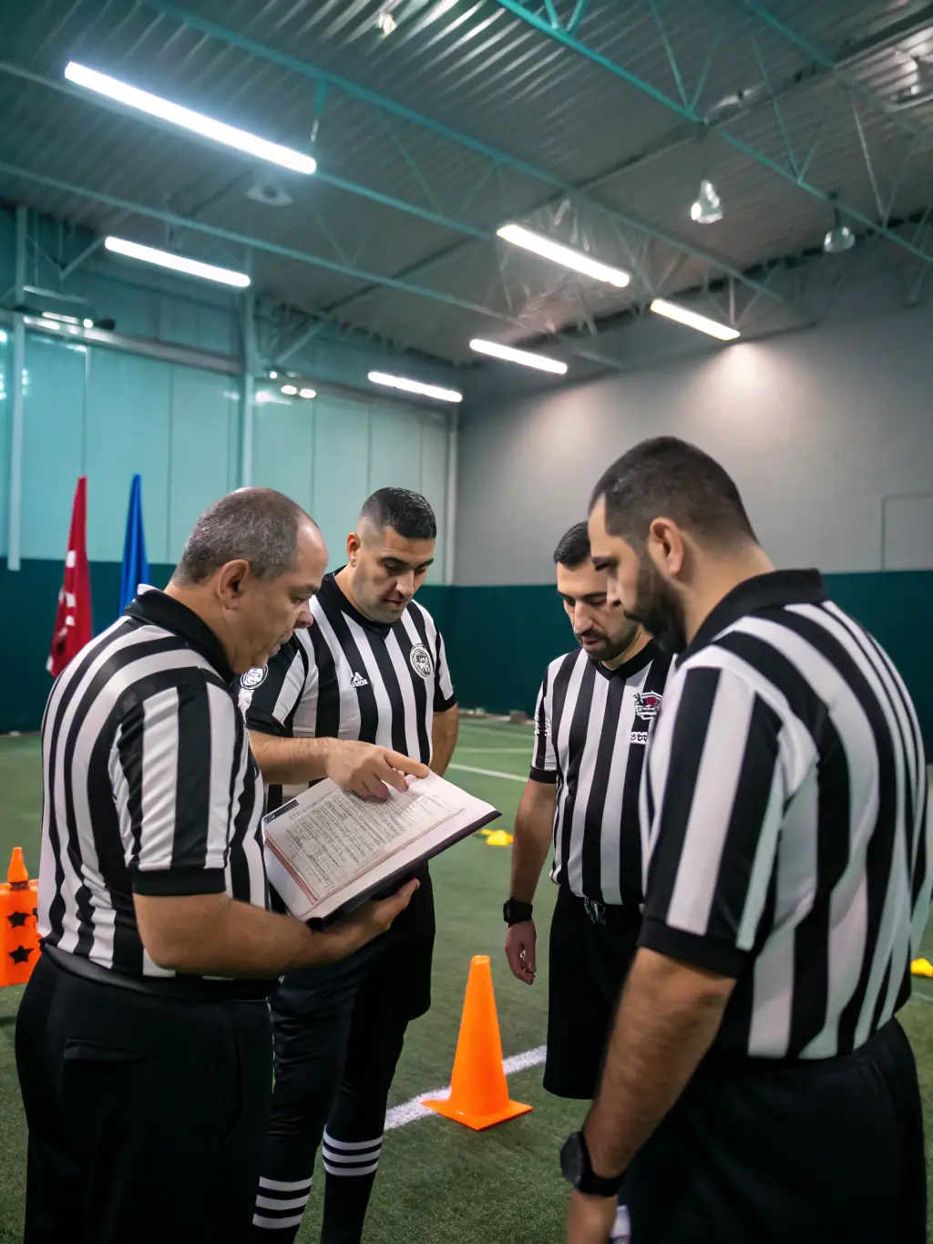 Image of a basketball referee training session, highlighting the importance of fair play and qualified officials in the sport.